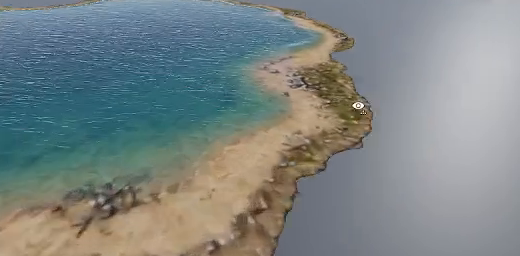 历史编辑器录像中的湖景水面与沙地交界