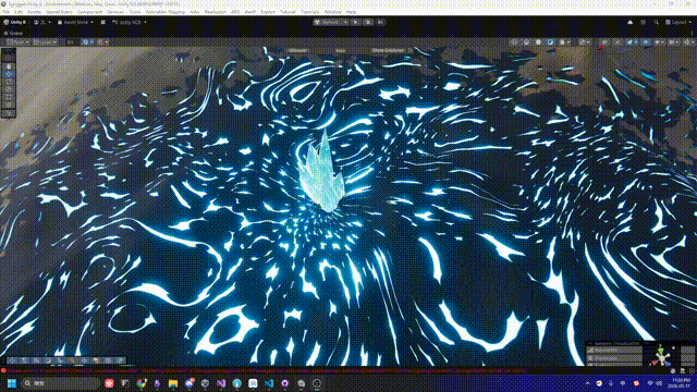 Isolated visual effect of the dynamic wandering lightning mesh from Core A